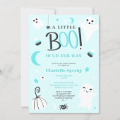 Cute blue not spooky Halloween boo baby shower Invitation (Front)