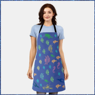 Cute Blue Ocean Marine Life Under The Sea Apron