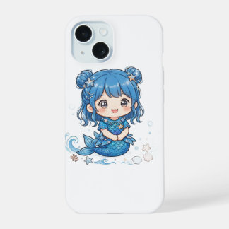 Cute Blue Ocean Mermaid Girl T-Shirt - Kawaii Chib iPhone 15 Case