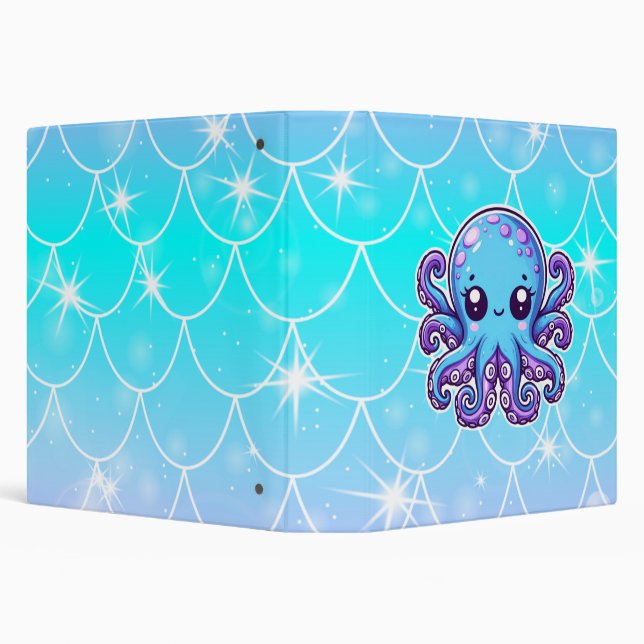 Cute blue octopus 3 ring binder (Background)