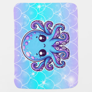 Cute blue octopus baby blanket