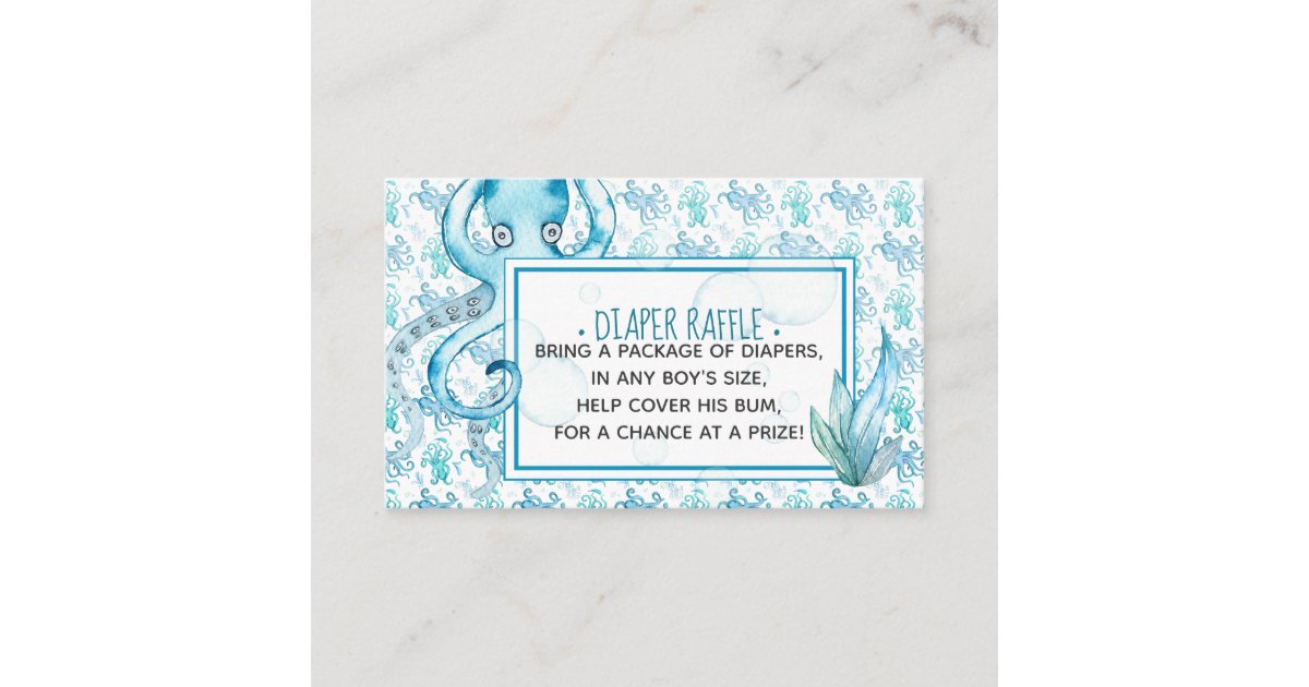 Cute Blue Octopus Baby Shower Diaper Raffle Card Zazzle Com