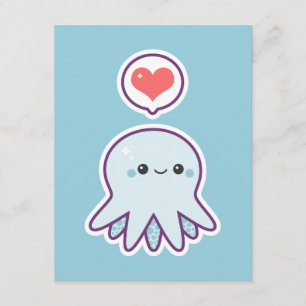 Cute Blue Octopus Birthday Party Invitations