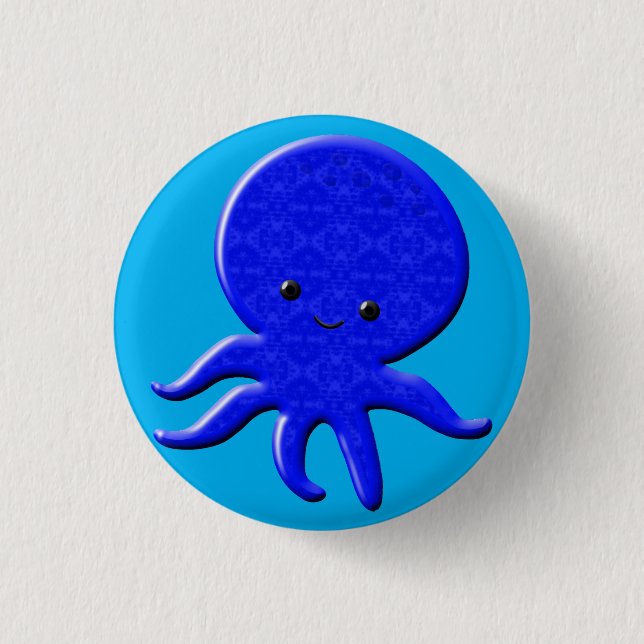 Cute Blue Octopus Button (Front)