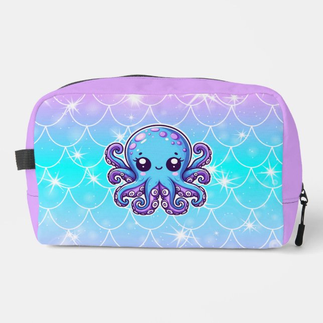 Cute blue octopus dopp kit (Front)