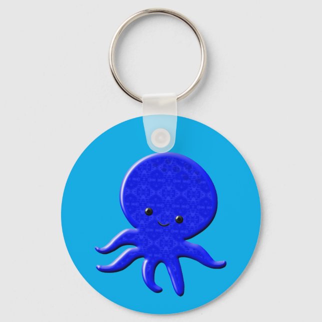 Cute Blue Octopus Keychain (Front)