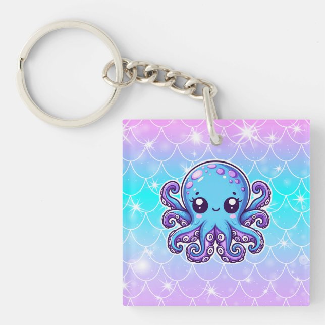 Cute blue octopus keychain (Front)