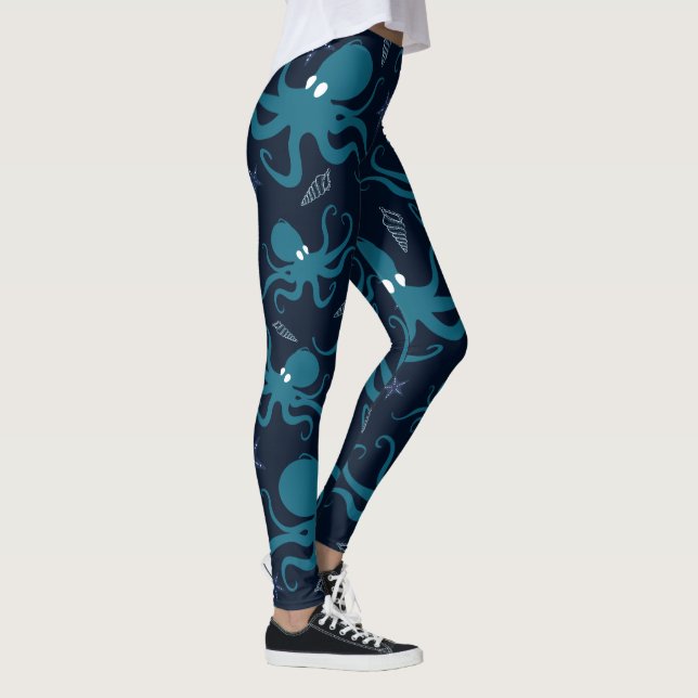 Cute Blue Octopus Leggings (Right)