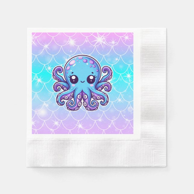 Cute blue octopus napkins (Front)