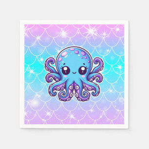Cute blue octopus napkins