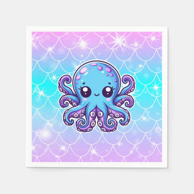 Cute blue octopus napkins (Front)