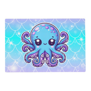 Cute blue octopus placemat
