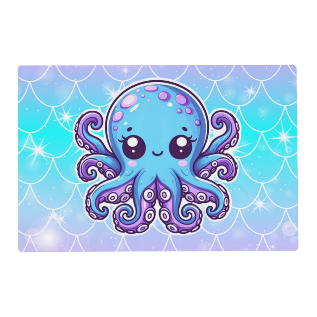Cute blue octopus placemat (Front)
