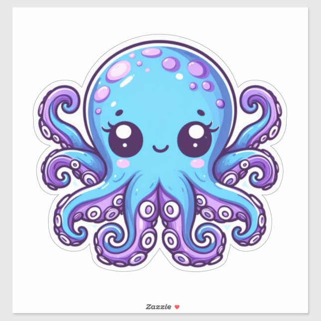 Cute blue octopus sticker (Sheet)