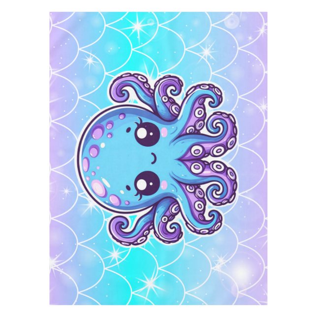 Cute blue octopus tablecloth (Front)