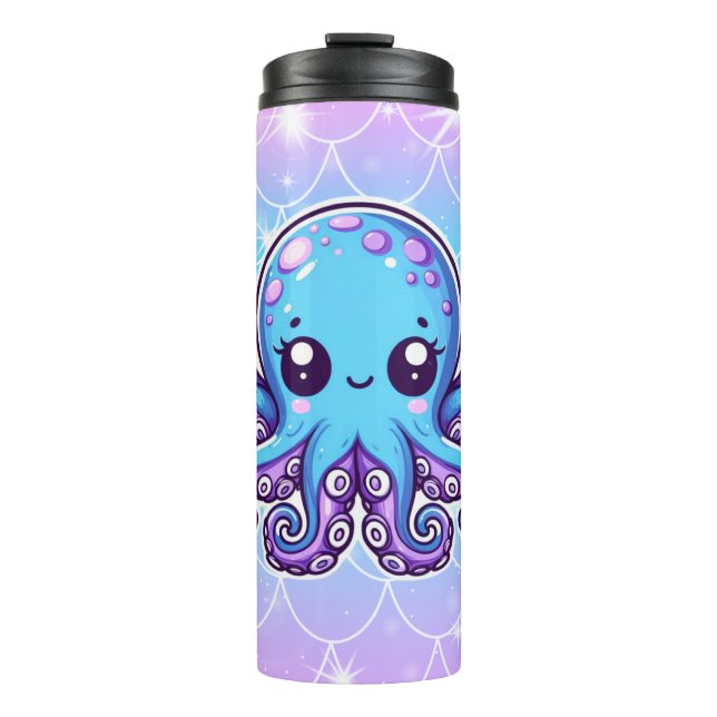 Cute blue octopus thermal tumbler (Front)