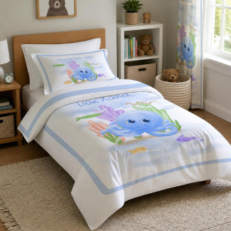 Cute Blue Octopus Twin-Size Duvet Cover