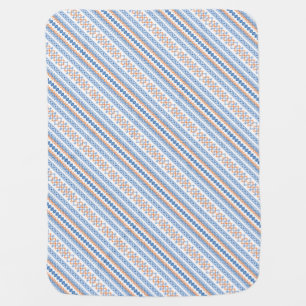 Cute blue orange Aztec Tribal Motif Pattern Baby Blanket