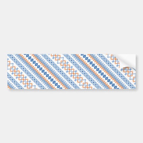 Cute blue orange Aztec Tribal Motif Pattern Bumper Sticker