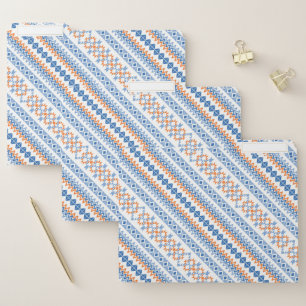 Cute blue orange Aztec Tribal Motif Pattern File Folder