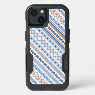 Cute blue orange Aztec Tribal Motif Pattern iPhone 13 Case