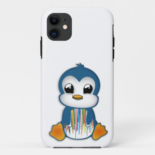 Cute blue orange penguin iPhone 11 case