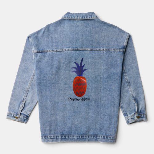 Cute Blue Orange Pineapple Symbolism Blue Denim Jacket