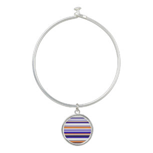 Cute blue orange stripes bangle bracelet