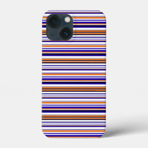 Cute blue orange stripes iPhone 13 mini case