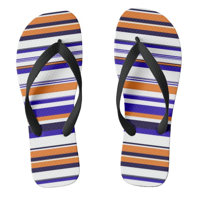 Cute blue orange stripes flip flops (Footbed)