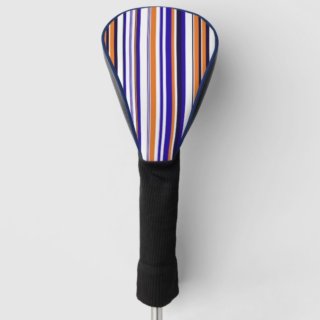 Cute blue orange stripes golf head cover (Front)