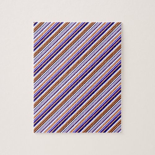 Cute blue orange stripes jigsaw puzzle