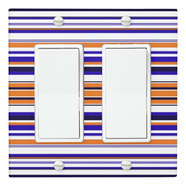 Cute blue orange stripes light switch cover (In Situ)
