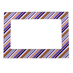 Cute blue orange stripes magnetic frame