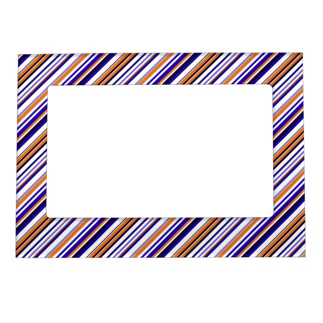 Cute blue orange stripes magnetic frame (Front)