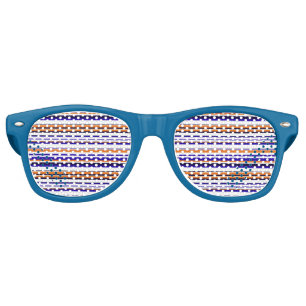Cute blue orange stripes retro sunglasses