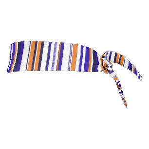 Cute blue orange stripes tie headband