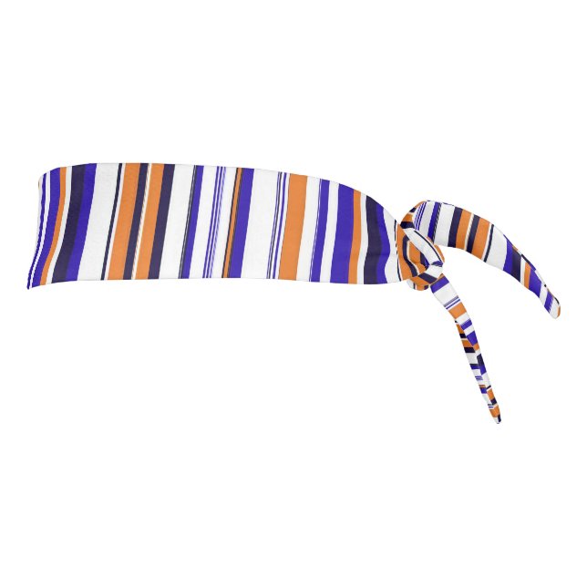 Cute blue orange stripes tie headband (Rotate 90)
