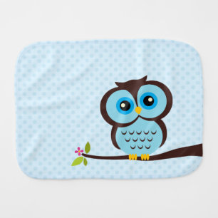 Cute Blue Owl Burp Cloth
