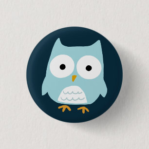 Cute Blue Owl Button