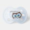 Cute Blue Owl Chevron Zigzag Monogram Pacifier