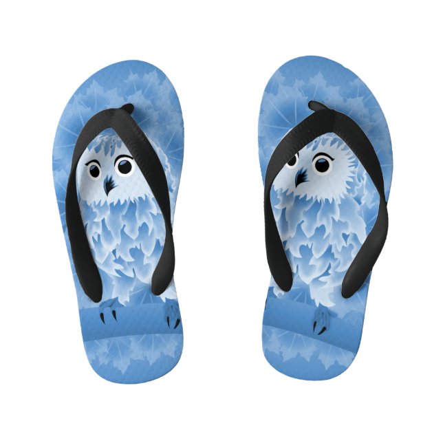 Cute Blue Owl Kid's Flip Flops (Footbed)