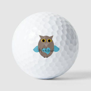 Cute Blue Owl Name Golf Balls