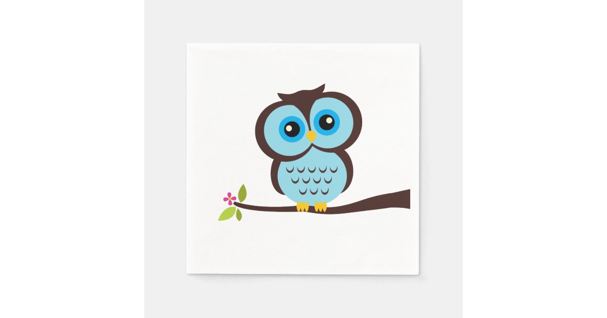 Cute Blue Owl Paper Napkins Zazzle