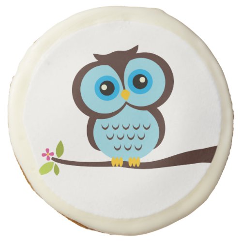 Cute Blue Owl Sugar Cookie