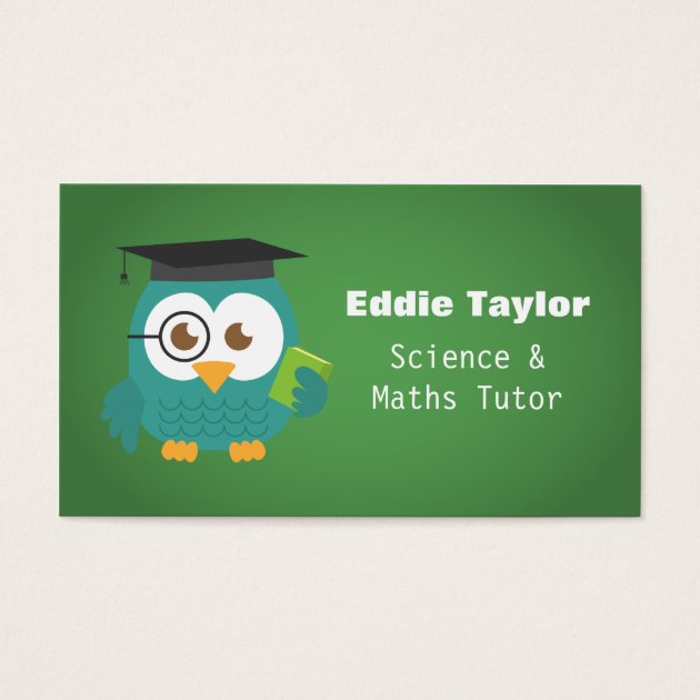 Cute Blue Owl With Graduation Hat, Personal Tutor Business Card