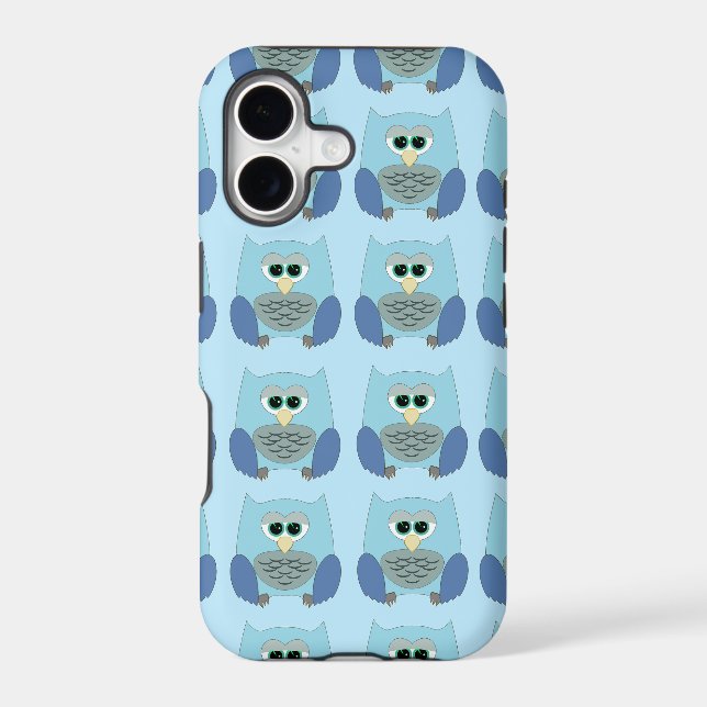 Cute Blue Owls Pattern Case-Mate iPhone Case (Back)