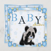 Cute Blue Panda Bear Baby Shower Invite (Front/Back)