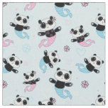 Cute Blue Panda Bear Mermaids Fabric