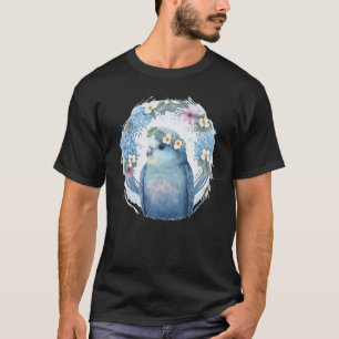 Cute Blue Parakeet Budgie Bird Flower Crown Pet Bi T-Shirt